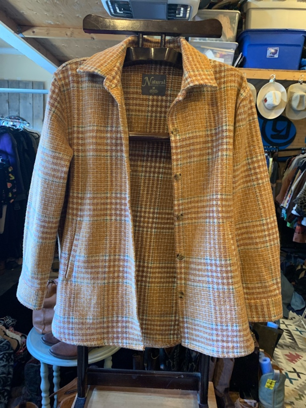 Naturalizer Tan Plaid Button-Front Shaket